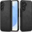 Design Compatible with Samsung Galaxy S25 Case Luxury Leather Business Slim Non-Slip Soft Grip Shockproof Protective Cover 2025 6.2 Inch (Black)