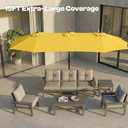 15FT Large Outdoor Patio Umbrella with Solar Lights and Base, Double-Sided Table Umbrellas with 48 LED Lights, Rectangle Market Umbrella for Pool, Deck, Backyard