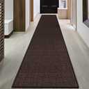 GOYLSER 12ft Jute Laundry Room Rug Non Slip, Rubber Backed Kitchen Rug Floor Runner Rug, Natural Long Carpet Runners for Hallway, Deep Brown
