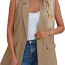 Cicy Bell Women's Sleeveless Blazer Vest Casual Open Front Single Button Summer Jacket with Pockets (S)