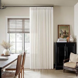 Pinch Pleated Linen Curtains 90 Inches Long for Living Room Cream Ivory Light Filtering Pinch Pleat Hooks Rings Back Tab Neutral Boho Farmhouse 90 Inch Curtain Drapes for Bedroom Window 1 Panel (Natural)
