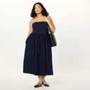 The Drop Womens Hellen Strapless Mixed Media Maxi Dress (Blue, L)