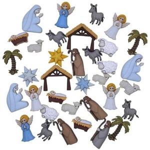 Buttons Galore 50 Piece Nativity Christmas Novelty Buttons Assortment for Sewing and Crafts