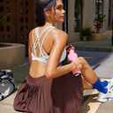 RUNNING GIRL Sports Bras for Women, Medium-High Impact Running Strappy Sports Bra with Removable Pads (XL)