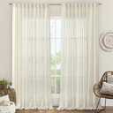 LAMIT Extra Wide Linen Curtain for Bedroom,Natural Light Filtering Faux Linen Textured Panel Semi Sheer Back Tab and Rod Pocket Boho Drapes for Living Room, 1 Panel, 70 x 84 Inch
