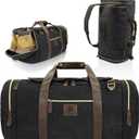 Duffle Bag for Travel, 50L Canvas Duffle Bag Vintage Travel Bag Overnight Bag with Shoes Compartment Men (Black)