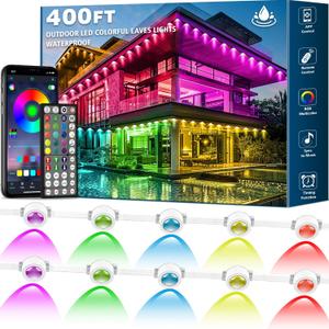 SINLEY Permanent Outdoor RGB Lights,Waterproof Smart LED Eaves Lights with App/Remote Control,for Christmas and All Holiday Decor,Daily and Accent Lighting,House Roof and Garden Lighting (400FT)