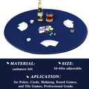 Frienda 36 Inch Felt Card Game Tablecover Round 36in to 48in Blue Poker Felt Table Cover Elastic Table Mat Tablecloth for Playing Poker Mahjong Board Jigsaw Puzzles Board Games