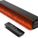 Rythflo 60W Bluetooth Sound Bar, 16 inch Compact TV Soundbar with Remote, 8 Flame Light Modes, Optical/ARC/AUX/RCA Connections, Wall-Mountable Home Theater Speaker for TV, PC, Projector, Gaming (Dark Gray)