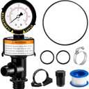 Dreyoo Air Relief Valve Compatible with Pentair Filter, Pressure Gauge for Pool and SPA Filters, Pool Filter Replacement Parts Include Relief Valve, Pressure Gauge, O Ring, Seal Tape and Clamps