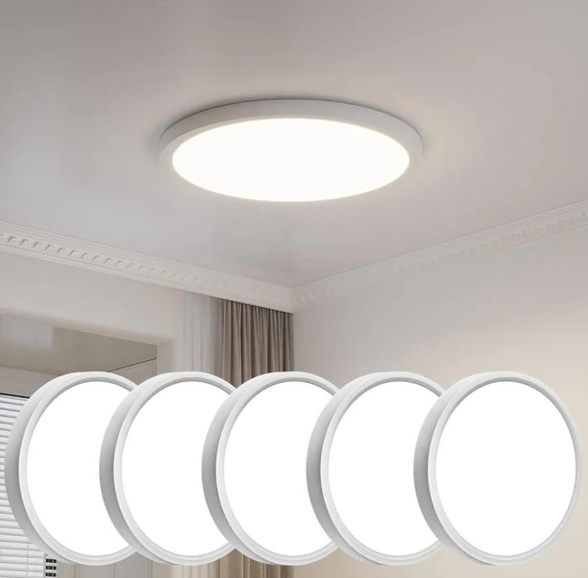 Mivaancen 6PK 15.8" White LED Flush Mount Ceiling Light, 42W 4200LM, 3000K/4000K/6000K, 0.98" Ultra Thin Round Fixture for Bedroom, Kitchen, Bathroom, Hallway, Closet