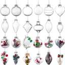 24 Pcs Christmas Fillable Ornaments Ball 3.15 Inch Clear Plastic Ornaments DIY Craft Transparent Ball for Christmas Wedding Xmas Holiday Party Tree Decor Home