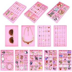 7Color Sky 12 Set Jewelry Tray Stackable Velvet Jewelry Organizer Trays for Drawers Inserts Earrings Necklace Rings Jewelry for Women