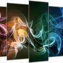 SATINO 5 Pieces Modern Large Canvas Wall Art Colorful Waves Abstract Smoke Effect Pictures Paintings on Canvas for Living Room Bathroom Bedroom Home Office Decor