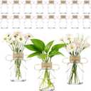 16 Pack Vintage Glass Vases for Flowers Vintage Small Clear Bud Vase for Centerpieces Farmhouse Flower Vases Mini Crystal Decorative Bottle with Hemp Rope Bows for Wedding Parties Home Decor