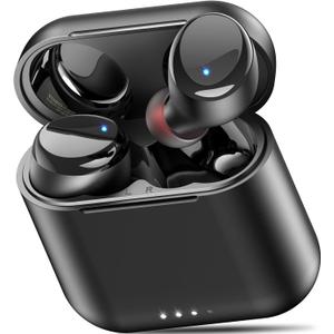TOZO T6 Wireless Earbuds, Bluetooth Ear Buds, Stereo Sound in Ear Headphones, 50 Hours Playtime, AI Clear Call, Wireless Charging Case, APP Customizable EQs, IPX8 Waterproof Earphones (Small, Dark Black)