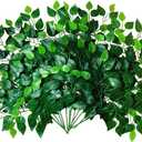 12Pcs Artificial Ficus Leaves Tree Branches, Faux Greenery DIY Wreath Wedding Arch Plant Sprays for Home Porch Decor(Green)