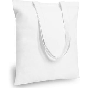 TOPDesign 5-Pack Economical 16"x15" White Cotton Tote Bag, Lightweight Medium Reusable Grocery Shopping Cloth Bags, Suitable for DIY, Advertising, Promotion, Gift, Activity