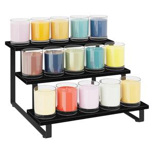 ELITEROO 3 Tier Wooden Display Riser Stand, Portable Products Display Shelf, 3 Step Straight Display Rack for Retail Tabletop, Countertop, Craft Shows, Farmers Market, Tradeshows, Vendors, Black