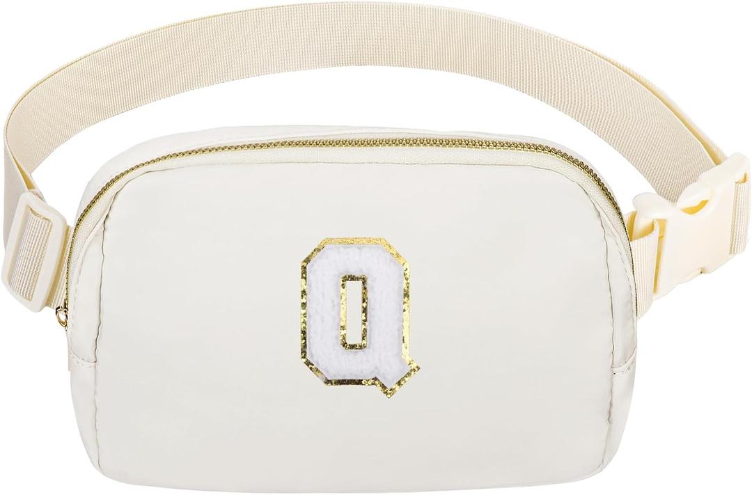 Birthday Gifts Christmas Personalized Gift for 4 5 6 7 8 9 10 11 12 13 14 Year old Girls Teen Sister Kid Initial Letter Fanny Pack Trendy Stuff Crossbody Bag White Letter Q