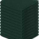 Homaxy 100% Cotton Waffle Weave Kitchen Dish Cloths, Ultra Soft Absorbent Quick Drying Dish Towels, 12 x 12 Inches, 12-Pack, Blackish Green
