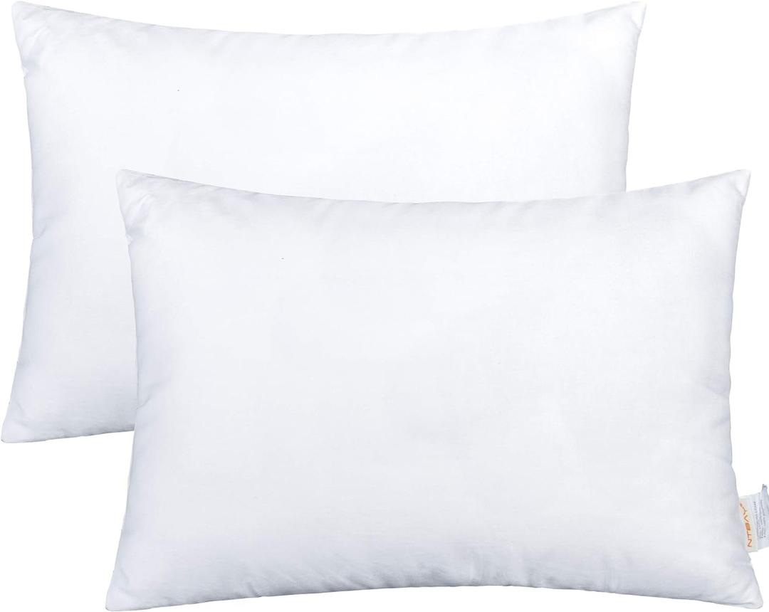 NTBAY 2 Pack Cotton Down Alternative 13x18 Pillows, Machine Washable - Soft and Breathable Travel Small Pillows for Sleeping, Ideal for Daycare, Crib, Cot (White (Microfiber))