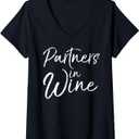 Womens Cute Matching Wine Club Gifts for Women Partners in Wine V-Neck T-Shirt (Black, L)