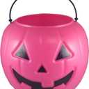 Halloween Pumpkin Jack O Lantern Candy Bucket (Pink)