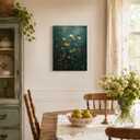 BZBIUI Framed Moody Botanical Canvas Wall Decor Dark Teal Wildflower Print Vintage Farmhouse Wrapped Canvas Floral Artwork for Bedroom Living Room Bathroom Entryway Office Kitchen Den 16x24in