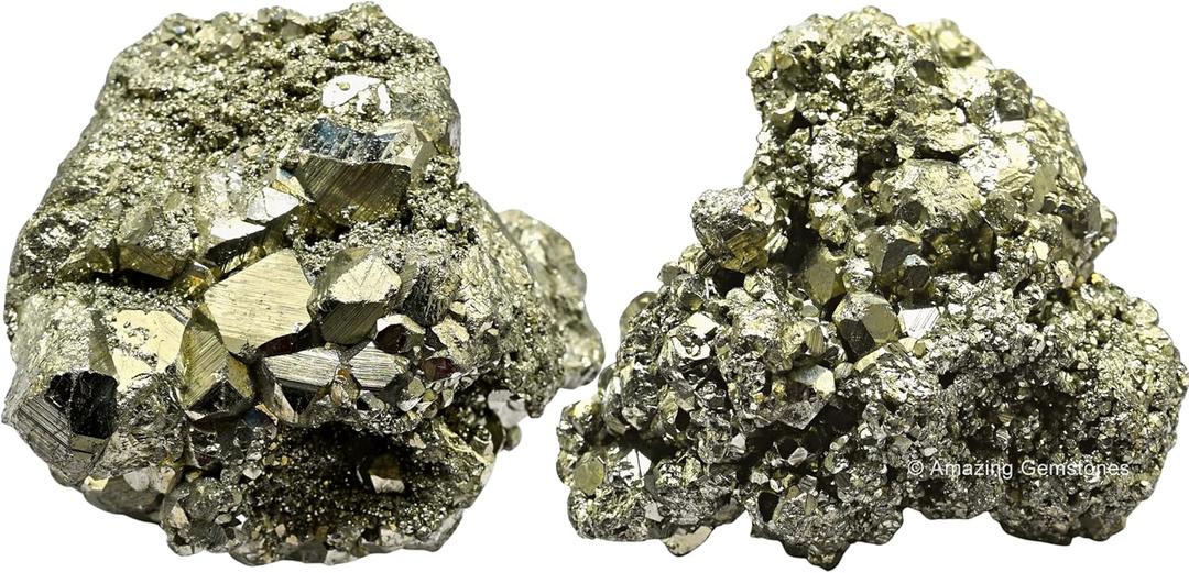 2 Pieces Pyrite Raw Crystals and Healing Stones, Natural Rocks for Tumbling and DIY Raw Stones and Crystals
