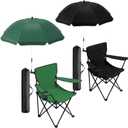 2 Pack Beach Chair with Umbrella Folding Camping Beach Chairs with Canopy Portable Chairs with Cup Holder Carrying Bag for Camping Hiking Travel Picnic Outdoor Events (Black and Green), 30.7 x 18.9 x 19.7 inches