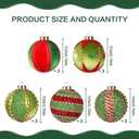 SY Super Bang Red Green Christmas Ball Ornaments, 15PCS Shatterproof Velvet Ornaments Set for Christmas Tree Hanging Decorations, for Holiday Party Xmas Decor - 80MM/3.14".