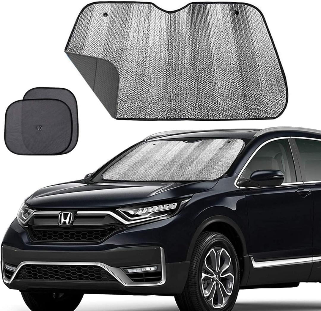 Big Ant Windshield Sun Shade,Car Window Sunshade as Bonus,Best Car Sun Shade Folded Front Window Shade Sun Visor Shield Shade Keeps Vehicle Cool-Black(55" x 27.5")