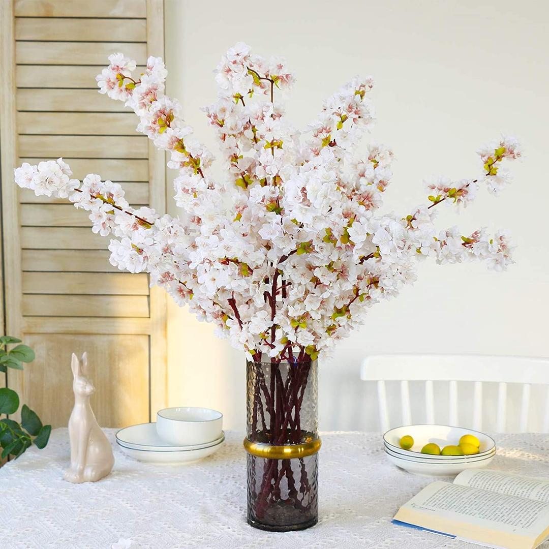 3Pcs Artificial Cherry Blossom Branches Fake Flowers Arrangements for Home Wedding Office Decoration-31 Inch