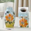 Fake Flowers with Small Hand-Painted Vase,17" Champagne Artificial Flowers Bouquet in Ceramic Vase,Silk Flower Eucalyptus Arrangements for Home Dining Living Room Office Coffee Table Decorations