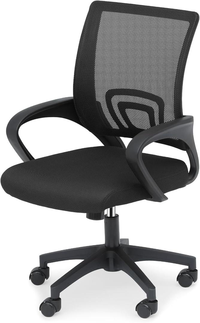 Office Chair Ergonomic - Mesh Desk Chair with Lumbar Support & Wide Seat (300Lbs Capacity) Adjustable Height, Swivel Wheels - for Home Office, Gaming, Bedroom, 19.5in x 22in x 36-39in