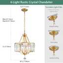 Avzkcy Modern Gold Chandelier, Crystal Pendant Lighting Fixtures, 15.7 Inches Height Adjustable Metal Shade Ceiling Light Suitable for Living Room Kitchen Island Dining Room Bedroom