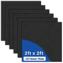 Frienda 12 Pcs 2ft X 2ft Drop Ceiling Tiles PVC Smooth Ceiling Panel Easy Drop in Installation for Waterproof Washable and Fire Rated to Prevent Breakage (Black)