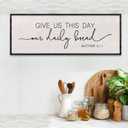 LuZhiQiang Give Us This Day Our Daily Bread Wall Decor 40"15" Matthew 6:11 Bible Verse Sign Dining Room Kitchen Scripture Quotes Large Wood Framed Hanging Decor Art (Black)