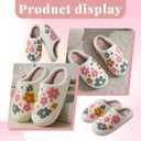 Women Men Plush Strawberry Slippers Cute Fuzzy Slippers Non-Skid Winter Warm Cozy House Indoor Outdoor Shoes (9-10 Women/7.5-8 Men, Flowers)