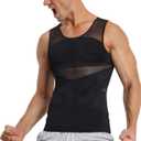 TAILONG Men's Compression Shirt for Body Shaper Slimming Vest Tight Tummy Underwear Tank Top (X-Large, Black)
