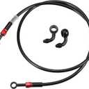 X AUTOHAUX Brake Hose AN3 28 90 Degree M10 Motorcycle Hydraulic Brake Line Oil Hose Pipe Fitting for ATV Motorcycle Motocross Racing Bike 120cm Black 1Set