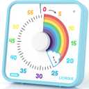 LIORQUE 60 Minute Visual Timer for Kids and Adults, Non-Ticking 7.5 Inch Large Visual Countdown Timers for Classroom Desk Countdown Clock with Magnetic Backing, Kids Pomodoro Timer Clock (Rainbow)