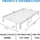 White 10 Inch Twin Bed Frames, Metal Bed Frame Twin Size with Anti-Slip Baffles, No Box Spring Needed, Rounded Corner Legs, Heavy Duty Steel Platform Support, Noise Free, Storage Space