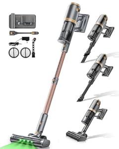E.LUO Cordless Vacuum Cleaner 350W/ ≥24KPA Powerful Stick Vacuum with Led Screen Max 60 Mins Runtime Vacuum Cleaner with Rechargeable 2500 mAh Battery for Home Hard Floor Carpet Car Pet