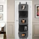 Homegroove 5-Level Door Cat Tree, Space Saving Door Hanging Cat Shelf, Multi-Level Polyester Hanging Cat Tree for Multi-Cats Family, Collapsible, Tool-Free Assembly, Fits Doors <80" (Grey, 5-Level)