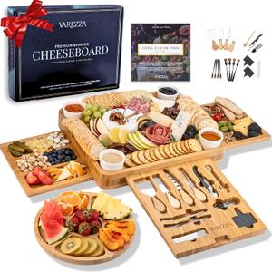 Charcuterie Boards Set  Large Bamboo Cheese Board & Platter with Charcuterie Accessories, Housewarming Gifts for New Home, Christmas, Bridal Shower, New House Gift