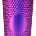 24oz Insulated Double Wall Cold Cup with Lid and Straw, BPA-Free Plastic Travel Mug, Model Creative Large-Capacity Portable Car Cup (710ml),Transparent Purple A