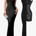 Popilush Summer Maxi Dress for Women - Cocktail Shapewear Dresses Built-in Bra Adjustable Straps, L
