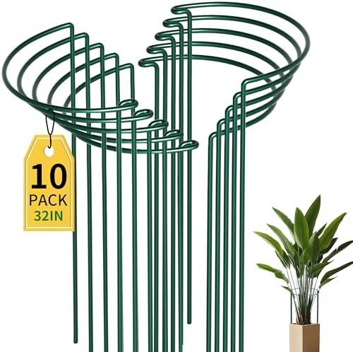 TCBWFY 14" Dx32 H Plant Supports Stakes for Large Heavy Plants,10Pack Peony Supports,Heavy Duty 5mm Wire Peony Cages,Interlock Garden Supports Ring Border Support,Plant Support Cage for Rose Flower